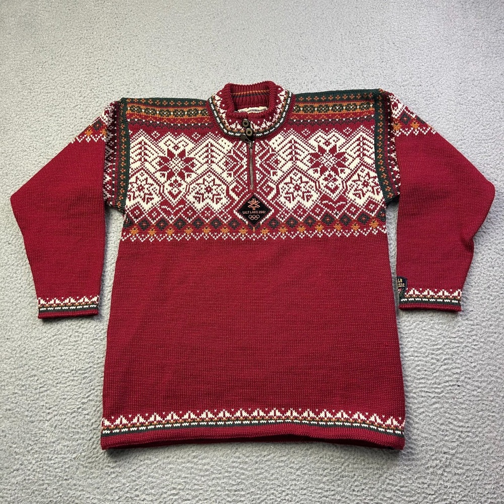 Vintage Dale Of Norway Salt Lake City 2002 Olympics Sweater Small Red Unisex